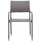 vidaXL Garden Dining Chair Set of 4 Grey PE rattan, steel Standard - Gray 4