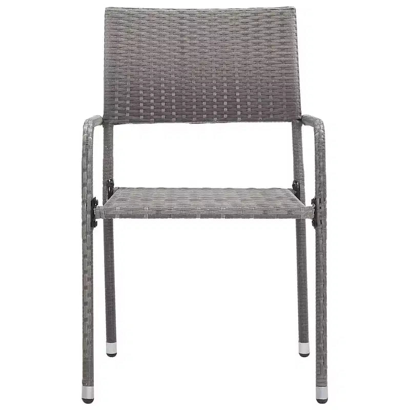vidaXL Garden Dining Chair Set of 4 Grey PE rattan, steel Standard - Gray 4