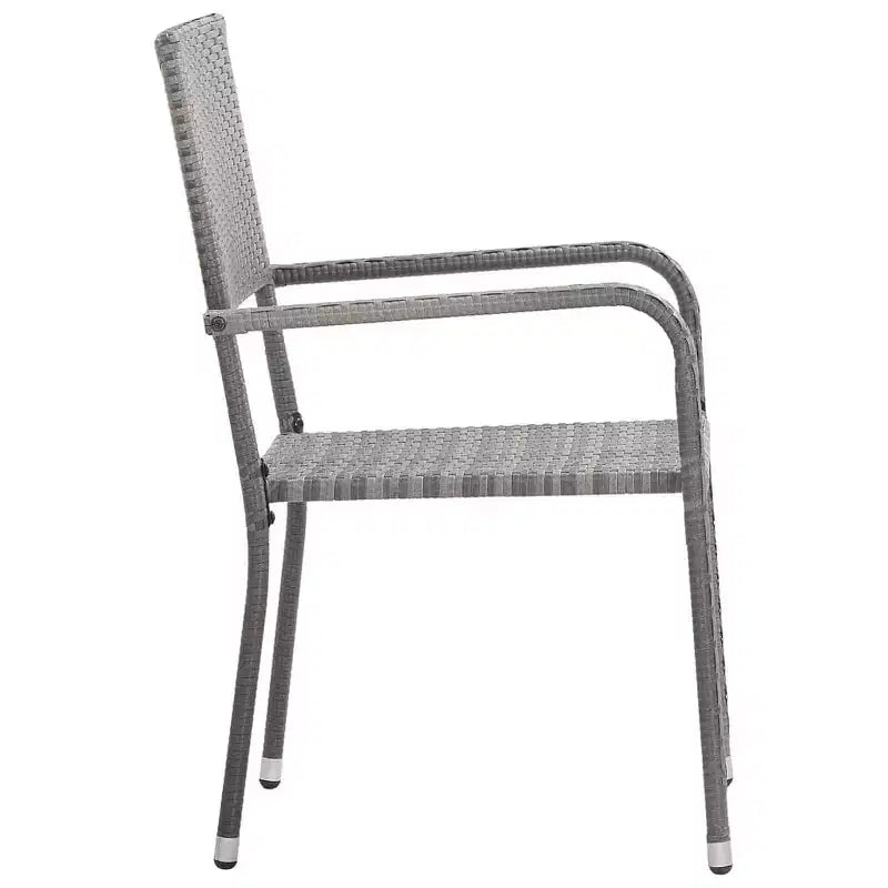 vidaXL Garden Dining Chair Set of 4 Grey PE rattan, steel Standard - Gray 4
