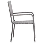 vidaXL Garden Dining Chair Set of 4 Grey PE rattan, steel Standard - Gray 4