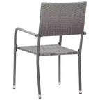 vidaXL Garden Dining Chair Set of 4 Grey PE rattan, steel Standard - Gray 4