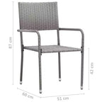 vidaXL Garden Dining Chair Set of 4 Grey PE rattan, steel Standard - Gray 4