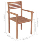 vidaXL Set of 4 Solid Teak Wood Patio Chairs with Green Cushions - Versatile Outdoor Furniture - Finely Sanded and Weather-Resistant
