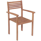 vidaXL Set of 4 Solid Teak Wood Patio Chairs with Green Cushions - Versatile Outdoor Furniture - Finely Sanded and Weather-Resistant