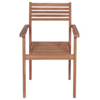 vidaXL Set of 4 Solid Teak Wood Patio Chairs with Green Cushions - Versatile Outdoor Furniture - Finely Sanded and Weather-Resistant