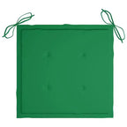 vidaXL Set of 4 Solid Teak Wood Patio Chairs with Green Cushions - Versatile Outdoor Furniture - Finely Sanded and Weather-Resistant