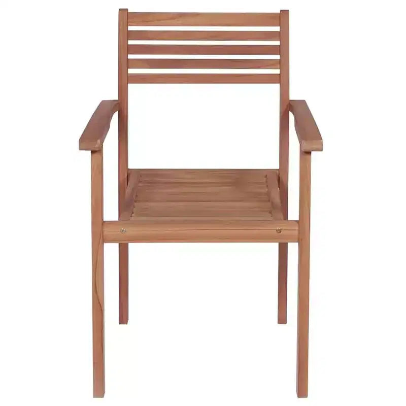 vidaXL Stackable Patio Chairs in Solid Teak Wood with Red Cushions, Outdoor Furniture Set for Gardens and Patios, Pack of 4