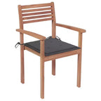 vidaXL Solid Teak Wood Patio Chairs Set with Anthracite Cushions - Weather Resistant Outdoor Seating for Backyard, Garden, Deck, Porch