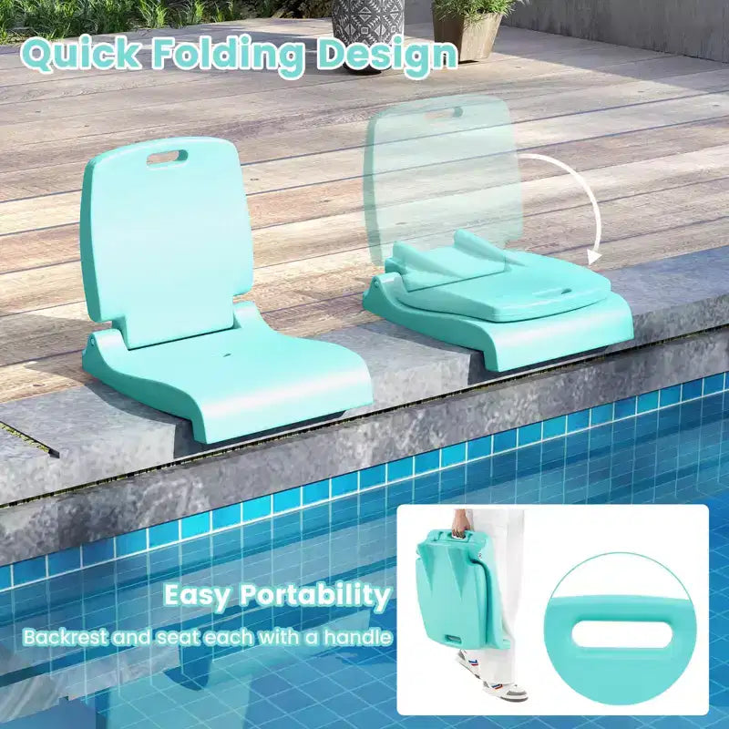 Costway Poolside Chair for Edge of Pool with Back Support & Handles Portable Picnic Chair White/Blue/Pink/Green