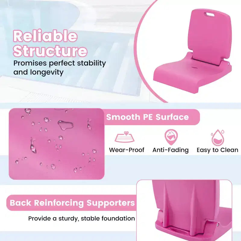 Costway Poolside Chair for Edge of Pool with Back Support & Handles Portable Picnic Chair White/Blue/Pink/Green