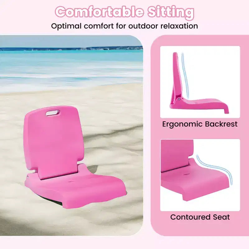 Costway Poolside Chair for Edge of Pool with Back Support & Handles Portable Picnic Chair White/Blue/Pink/Green