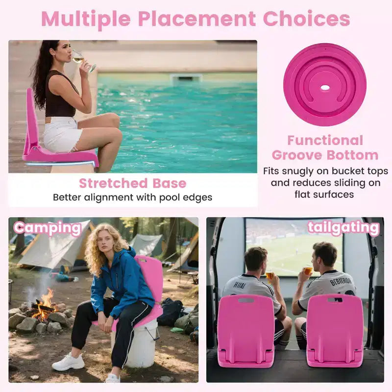 Costway Poolside Chair for Edge of Pool with Back Support & Handles Portable Picnic Chair White/Blue/Pink/Green