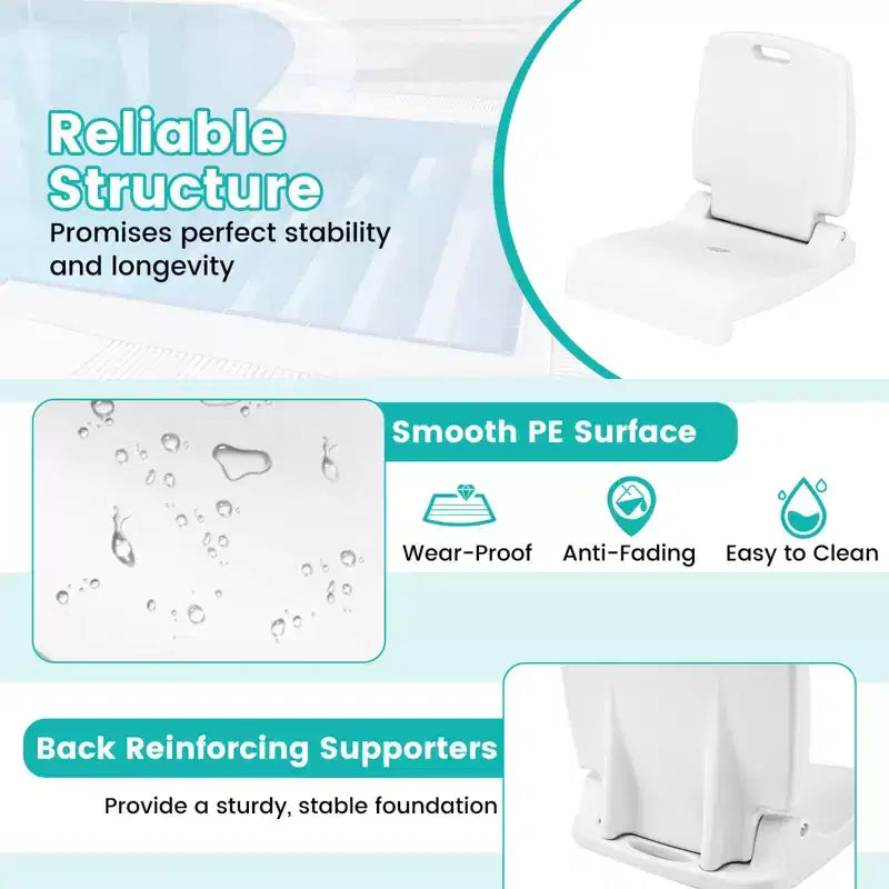 Costway Poolside Chair for Edge of Pool with Back Support & Handles Portable Picnic Chair White/Blue/Pink/Green