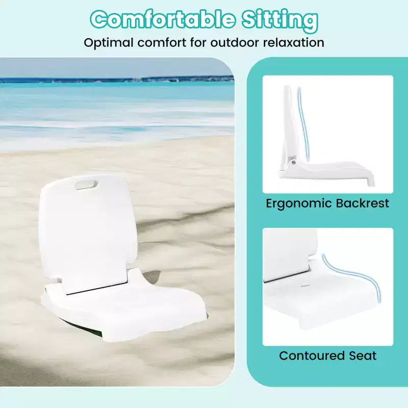 Costway Poolside Chair for Edge of Pool with Back Support & Handles Portable Picnic Chair White/Blue/Pink/Green