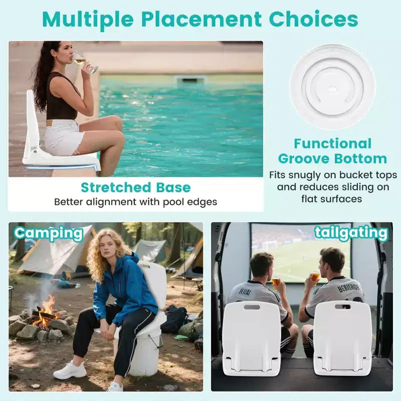 Costway Poolside Chair for Edge of Pool with Back Support & Handles Portable Picnic Chair White/Blue/Pink/Green