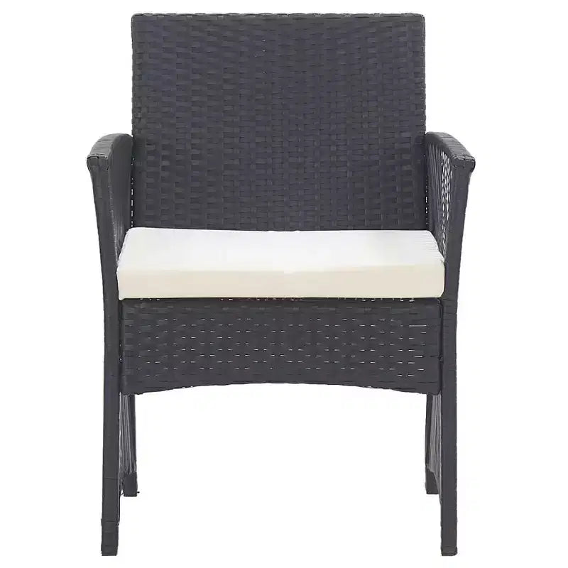 vidaXL Patio Chairs 2 Pcs Outdoor Patio Dining Chair with Cushions Poly Rattan - Black