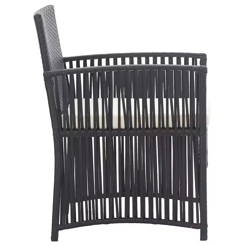 vidaXL Patio Chairs 2 Pcs Outdoor Patio Dining Chair with Cushions Poly Rattan - Black