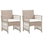 vidaXL Patio Chairs 2 Pcs Outdoor Patio Dining Chair with Cushions Poly Rattan - Beige