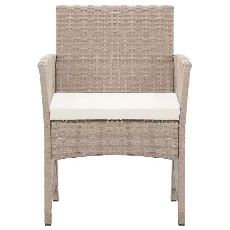 vidaXL Patio Chairs 2 Pcs Outdoor Patio Dining Chair with Cushions Poly Rattan - Beige