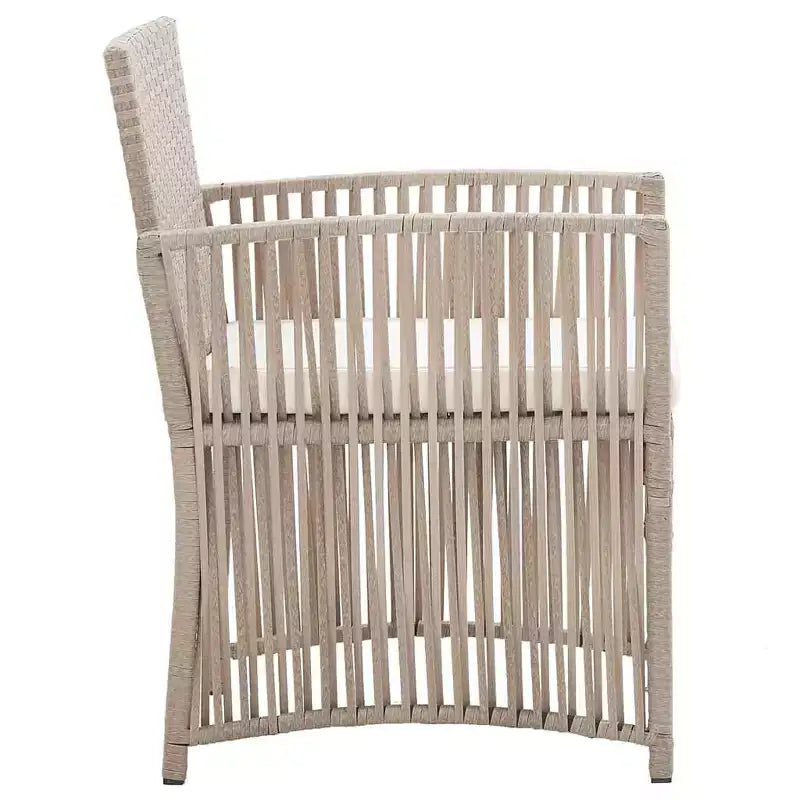 vidaXL Patio Chairs 2 Pcs Outdoor Patio Dining Chair with Cushions Poly Rattan - Beige