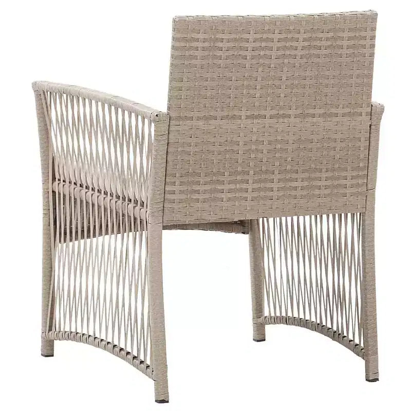vidaXL Patio Chairs 2 Pcs Outdoor Patio Dining Chair with Cushions Poly Rattan - Beige