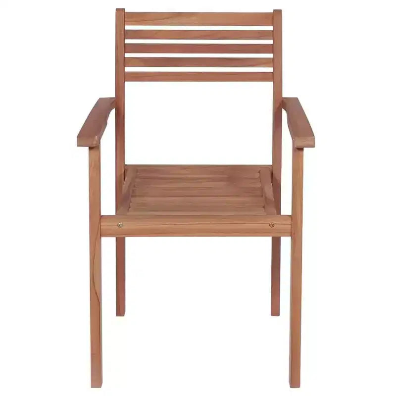 vidaXL Stackable Patio Chairs with Comfort Cushions - 8 pcs Durable Solid Teak Wood Garden Furniture with Fine Sanded Finish