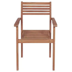 vidaXL Stackable Patio Chairs with Comfort Cushions - 8 pcs Durable Solid Teak Wood Garden Furniture with Fine Sanded Finish