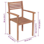 vidaXL 8 pcs Solid Teak Wood Stackable Chairs with Cushions - Classic Outdoor Furniture for Patio and Garden