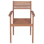 vidaXL 8 pcs Solid Teak Wood Stackable Chairs with Cushions - Classic Outdoor Furniture for Patio and Garden
