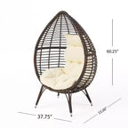 GDFStudio Jeffrey Teardrop Wicker and Iron Lounge Chair with Water-Resistant Cushion