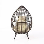 GDFStudio Jeffrey Teardrop Wicker and Iron Lounge Chair with Water-Resistant Cushion