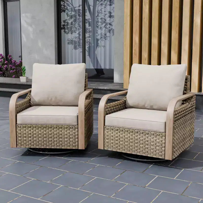 EAGLE PEAK Rocking Chair, Swivel Rocker, Rattan Patio Furniture, 2 Chairs