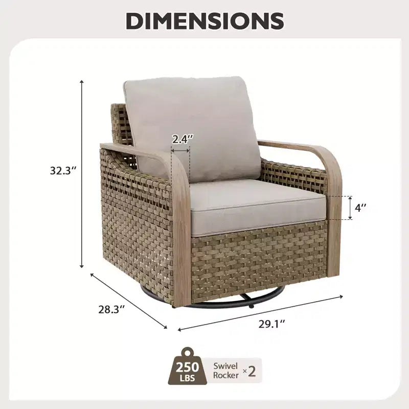 EAGLE PEAK Rocking Chair, Swivel Rocker, Rattan Patio Furniture, 2 Chairs
