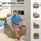 EAGLE PEAK Rocking Chair, Swivel Rocker, Rattan Patio Furniture, 2 Chairs