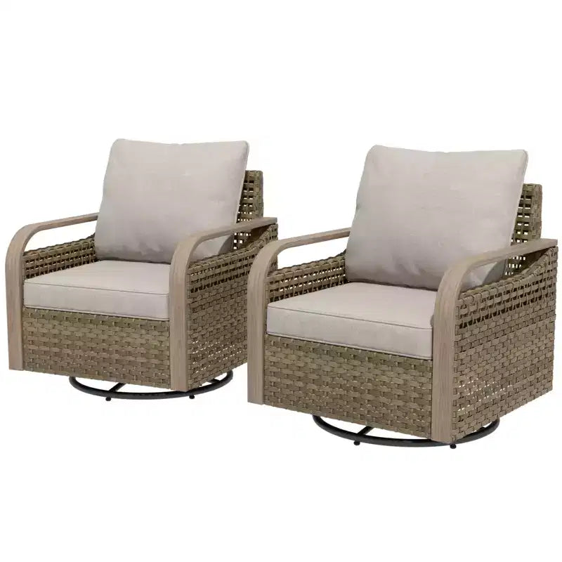 EAGLE PEAK Rocking Chair, Swivel Rocker, Rattan Patio Furniture, 2 Chairs