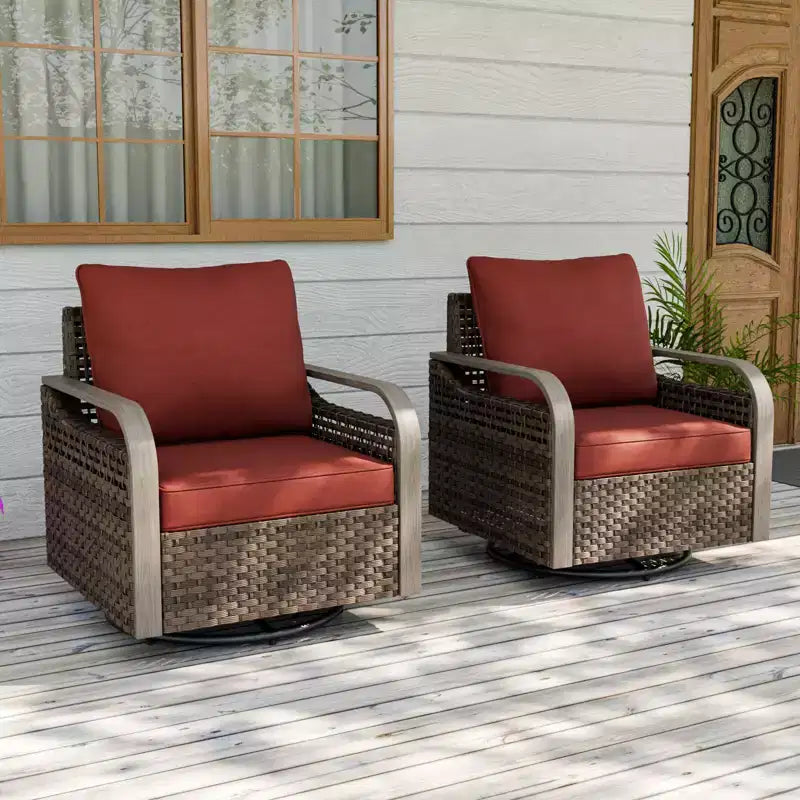 EAGLE PEAK Rocking Chair, Swivel Rocker, Rattan Patio Furniture, 2 Chairs