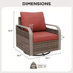 EAGLE PEAK Rocking Chair, Swivel Rocker, Rattan Patio Furniture, 2 Chairs