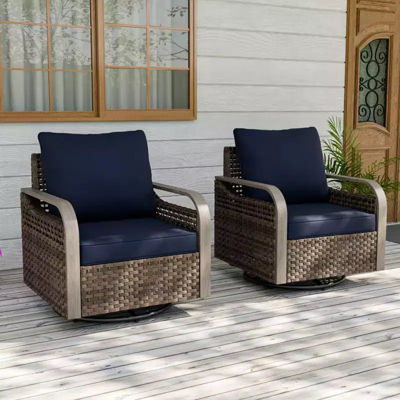 EAGLE PEAK Rocking Chair, Swivel Rocker, Rattan Patio Furniture, 2 Chairs