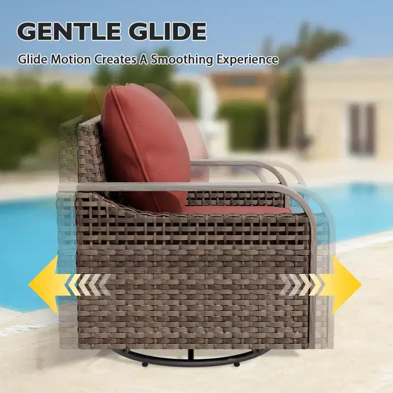 EAGLE PEAK Rocking Chair, Swivel Rocker, Rattan Patio Furniture, 2 Chairs