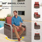 EAGLE PEAK Rocking Chair, Swivel Rocker, Rattan Patio Furniture, 2 Chairs