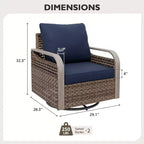 EAGLE PEAK Rocking Chair, Swivel Rocker, Rattan Patio Furniture, 2 Chairs