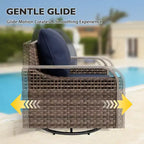 EAGLE PEAK Rocking Chair, Swivel Rocker, Rattan Patio Furniture, 2 Chairs