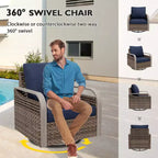 EAGLE PEAK Rocking Chair, Swivel Rocker, Rattan Patio Furniture, 2 Chairs
