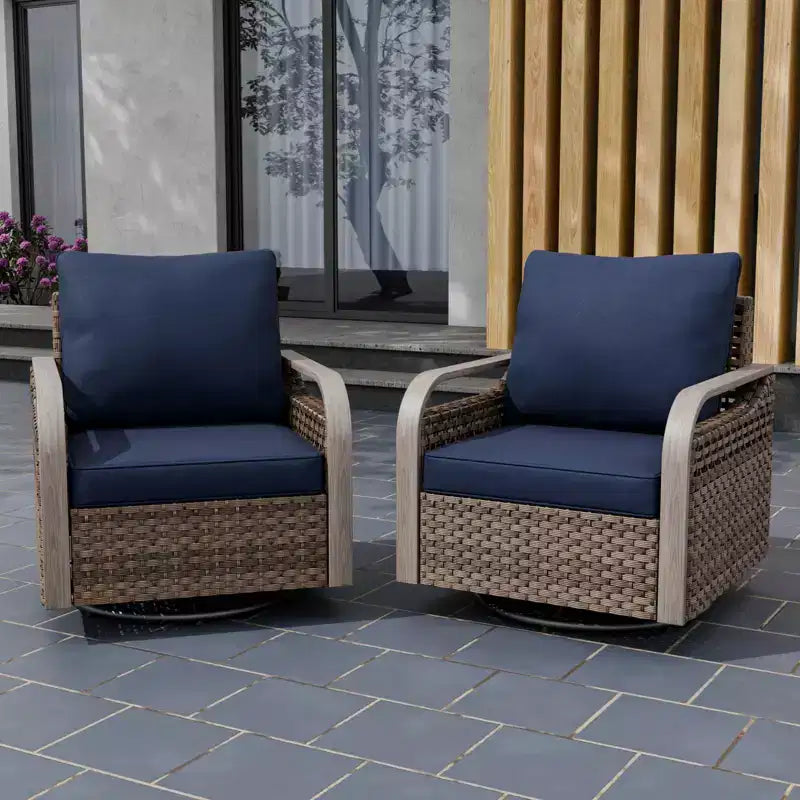 EAGLE PEAK Rocking Chair, Swivel Rocker, Rattan Patio Furniture, 2 Chairs
