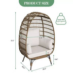 GustoWave Oversized Wicker Egg Chair with Cushions, Rattan Lounge Chair with Steel Frame for Patio, Porch, or Indoor Use