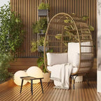 GustoWave Oversized Wicker Egg Chair with Cushions, Rattan Lounge Chair with Steel Frame for Patio, Porch, or Indoor Use