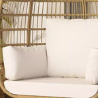 GustoWave Oversized Wicker Egg Chair with Cushions, Rattan Lounge Chair with Steel Frame for Patio, Porch, or Indoor Use