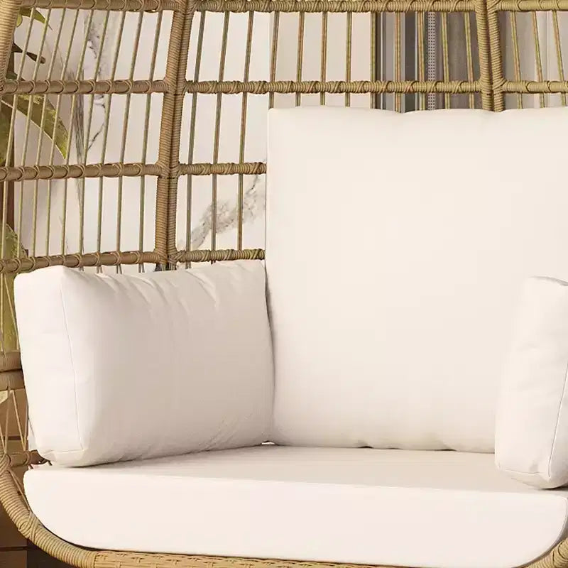 GustoWave Oversized Wicker Egg Chair with Cushions, Rattan Lounge Chair with Steel Frame for Patio, Porch, or Indoor Use