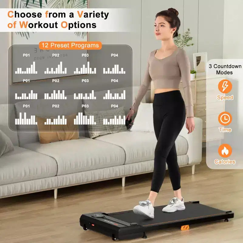 Costway 2.5HP Under Desk Treadmill with Remote Control LED Display 12 Preset Programs