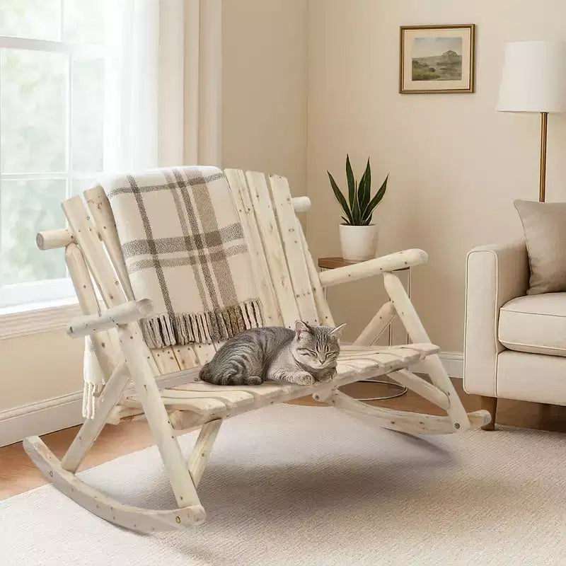 Karl Home | 47 in. Solid Wood High Back Outdoor Rocking Bench